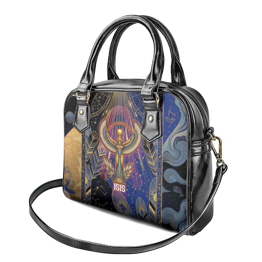 Isis Ankh Symbol Shoulder Handbag with Celestial Wings in Ancient Egyptian Cosmic