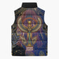 Isis Ankh Symbol Sleeveless Puffer Jacket with Celestial Wings in Ancient Egyptian Cosmic
