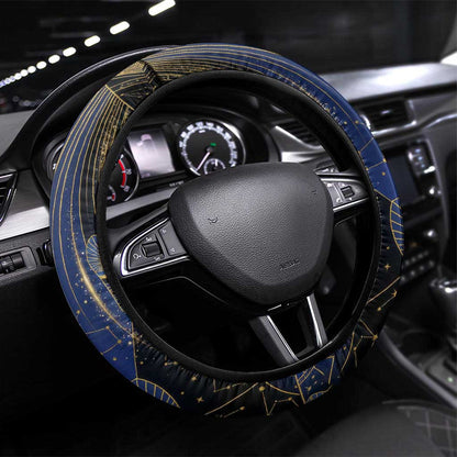 Isis Ankh Symbol Steering Wheel Cover with Celestial Wings in Ancient Egyptian Cosmic