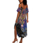 Isis Ankh Symbol Summer Maxi Dress with Celestial Wings in Ancient Egyptian Cosmic