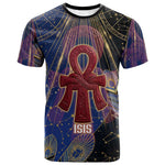 Isis Ankh Symbol T shirt with Celestial Wings in Ancient Egyptian Cosmic