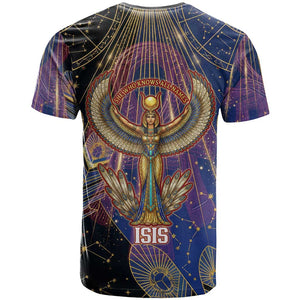 Isis Ankh Symbol T shirt with Celestial Wings in Ancient Egyptian Cosmic