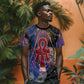 Isis Ankh Symbol T shirt with Celestial Wings in Ancient Egyptian Cosmic