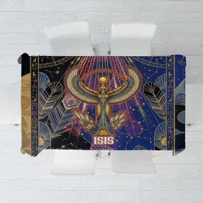 Isis Ankh Symbol Tablecloth with Celestial Wings in Ancient Egyptian Cosmic