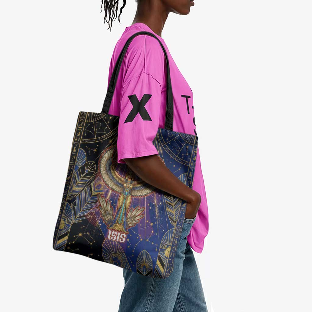 Isis Ankh Symbol Tote Bag with Celestial Wings in Ancient Egyptian Cosmic