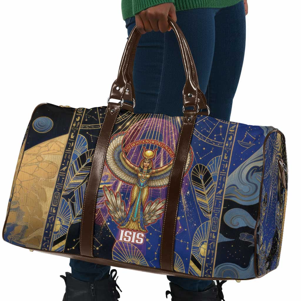 Isis Ankh Symbol Travel Bag with Celestial Wings in Ancient Egyptian Cosmic