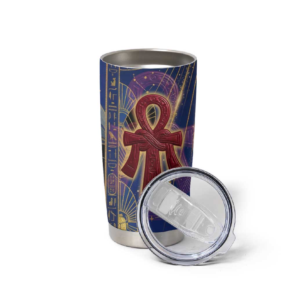 Isis Ankh Symbol Tumbler Cup with Celestial Wings in Ancient Egyptian Cosmic