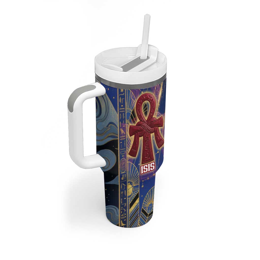 Isis Ankh Symbol Tumbler With Handle with Celestial Wings in Ancient Egyptian Cosmic