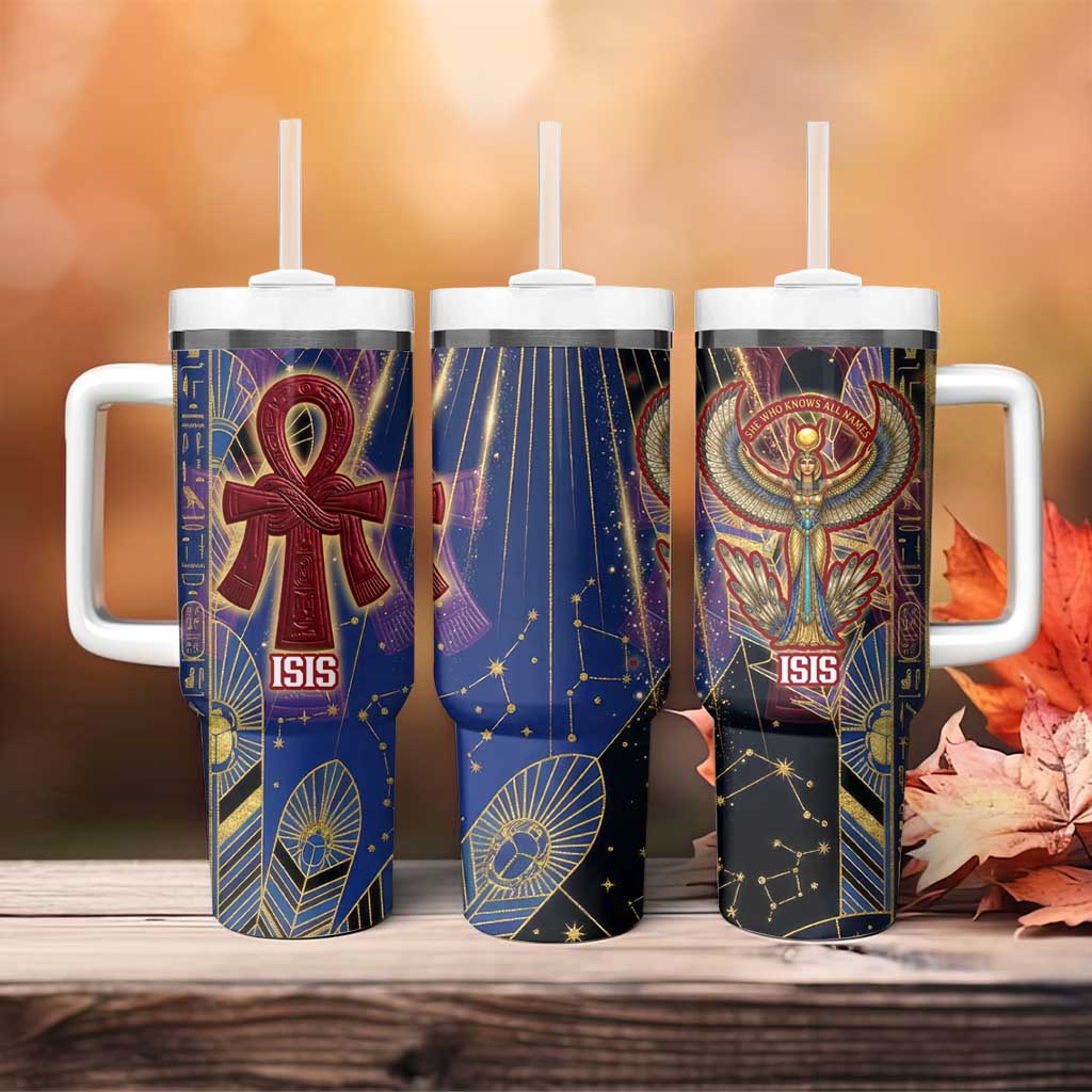 Isis Ankh Symbol Tumbler With Handle with Celestial Wings in Ancient Egyptian Cosmic