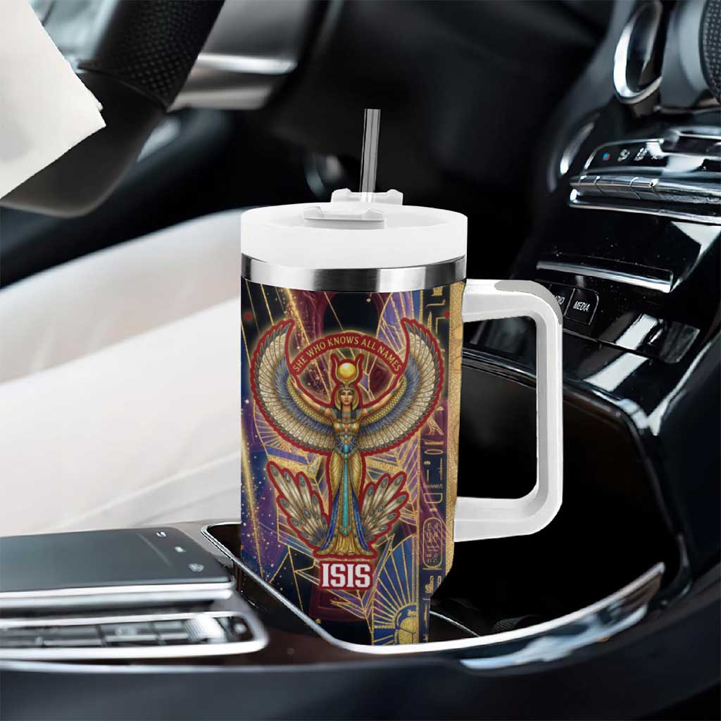 Isis Ankh Symbol Tumbler With Handle with Celestial Wings in Ancient Egyptian Cosmic