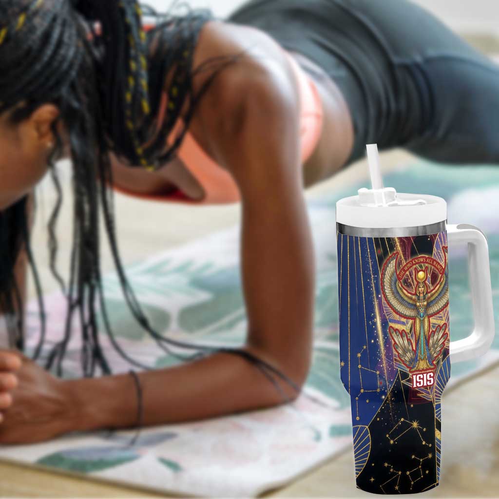 Isis Ankh Symbol Tumbler With Handle with Celestial Wings in Ancient Egyptian Cosmic