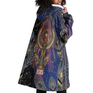 Isis Ankh Symbol Wearable Blanket Hoodie with Celestial Wings in Ancient Egyptian Cosmic