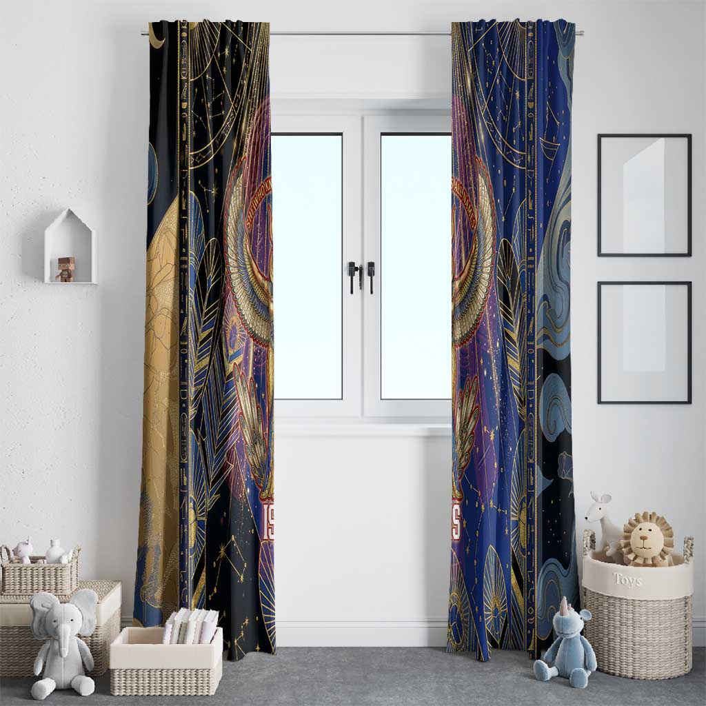 Isis Ankh Symbol Window Curtain with Celestial Wings in Ancient Egyptian Cosmic