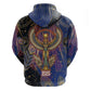 Isis Ankh Symbol Zip Hoodie with Celestial Wings in Ancient Egyptian Cosmic
