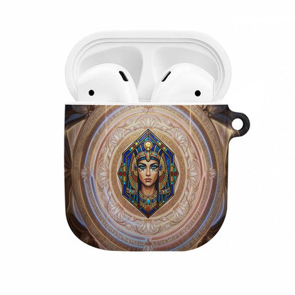 Isis AirPods Case with Falcon Symbol and Sacred Geometry in Egyptian