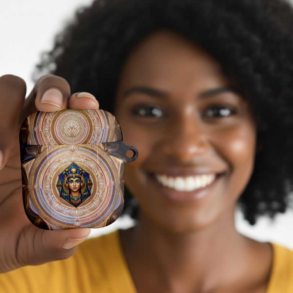 Isis AirPods Case with Falcon Symbol and Sacred Geometry in Egyptian