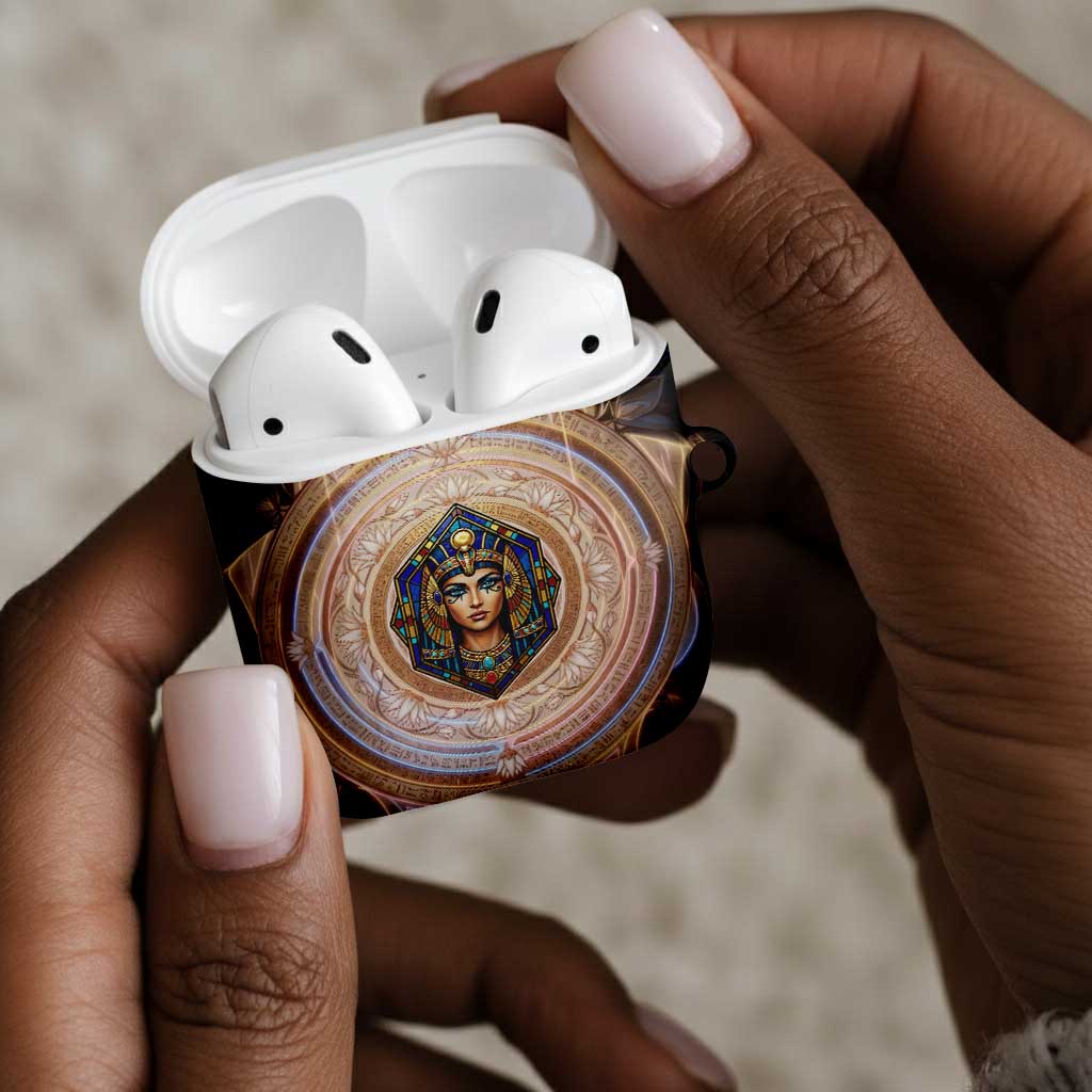 Isis AirPods Case with Falcon Symbol and Sacred Geometry in Egyptian