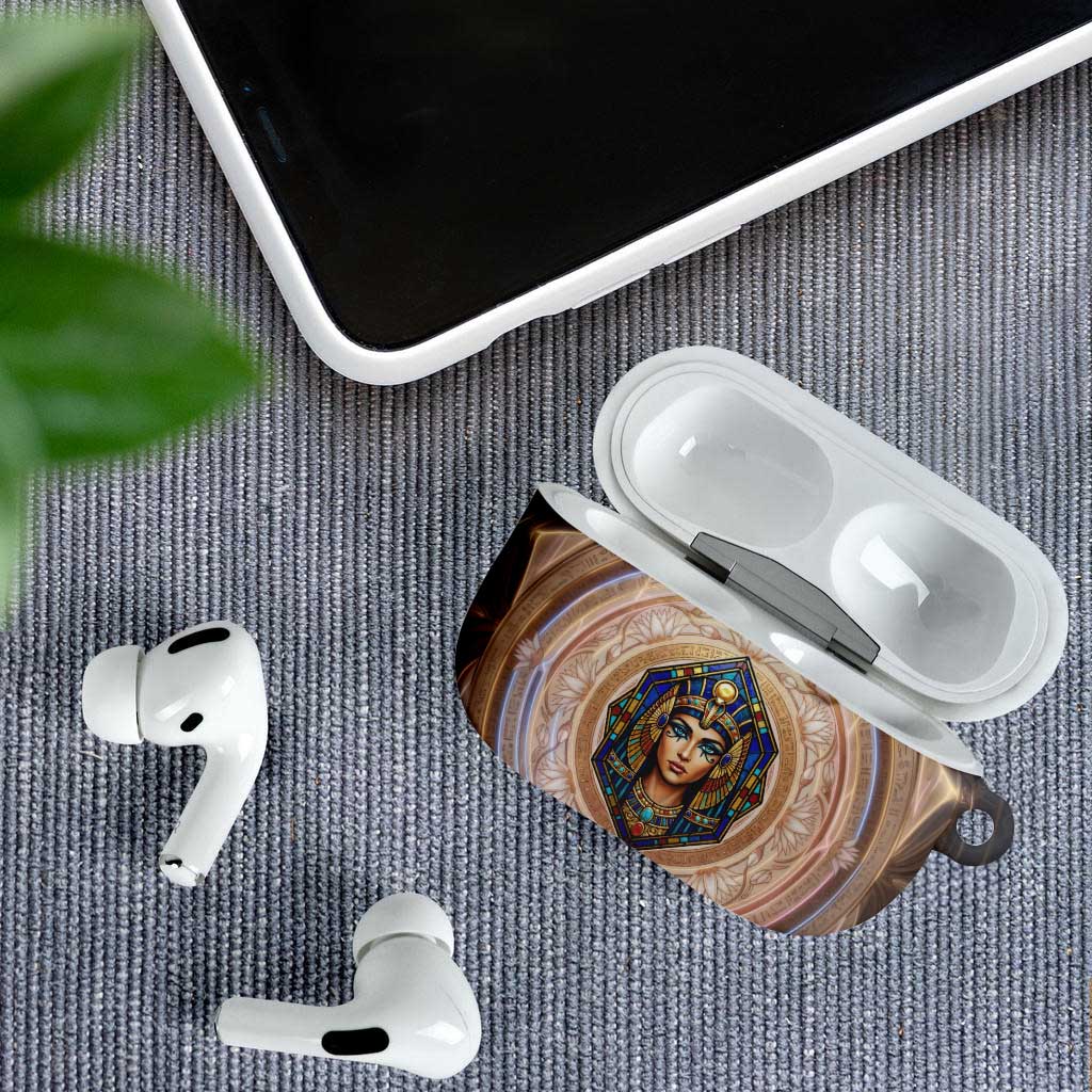 Isis AirPods Case with Falcon Symbol and Sacred Geometry in Egyptian