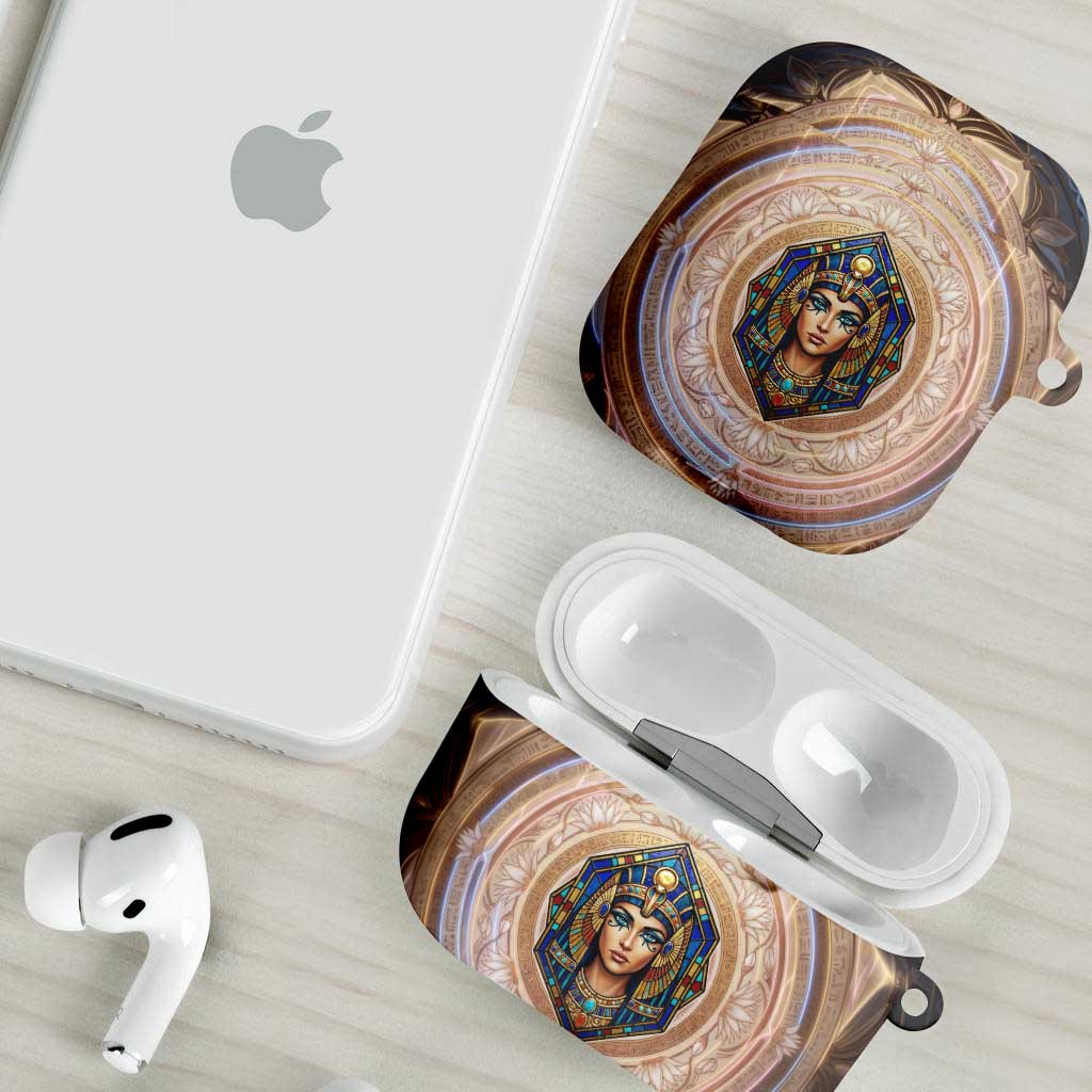 Isis AirPods Case with Falcon Symbol and Sacred Geometry in Egyptian