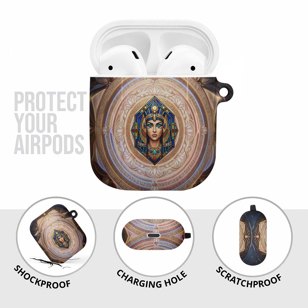 Isis AirPods Case with Falcon Symbol and Sacred Geometry in Egyptian