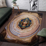 Isis Area Rug with Falcon Symbol and Sacred Geometry in Egyptian