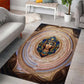 Isis Area Rug with Falcon Symbol and Sacred Geometry in Egyptian