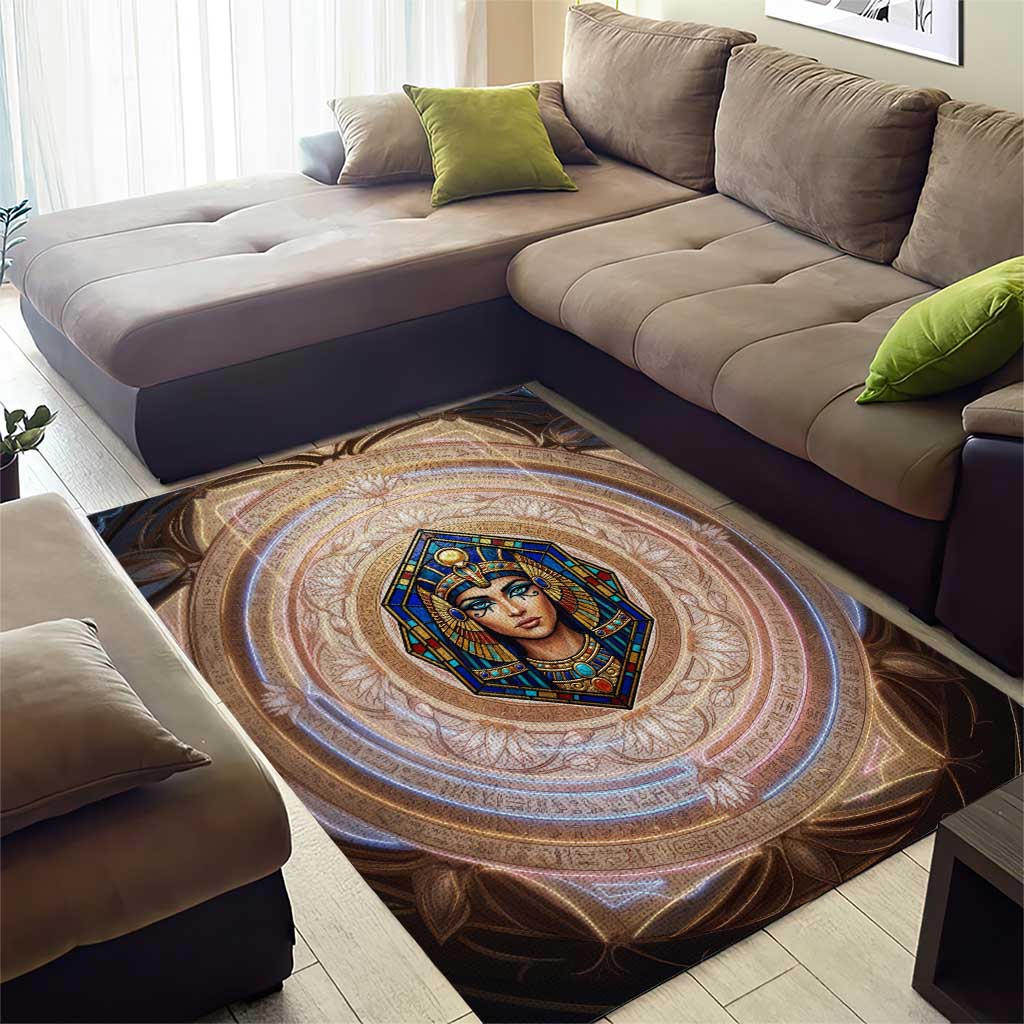 Isis Area Rug with Falcon Symbol and Sacred Geometry in Egyptian