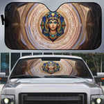 Isis Auto Sun Shade with Falcon Symbol and Sacred Geometry in Egyptian