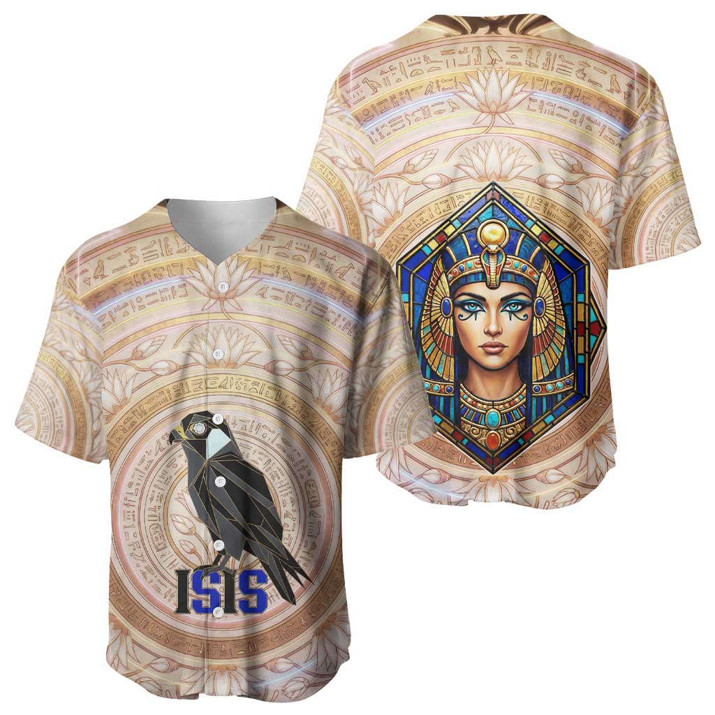 Isis Baseball Jersey with Falcon Symbol and Sacred Geometry in Egyptian