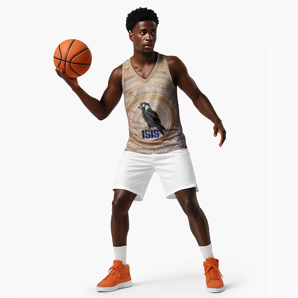 Isis Basketball Jersey with Falcon Symbol and Sacred Geometry in Egyptian