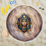 Isis Beach Blanket with Falcon Symbol and Sacred Geometry in Egyptian
