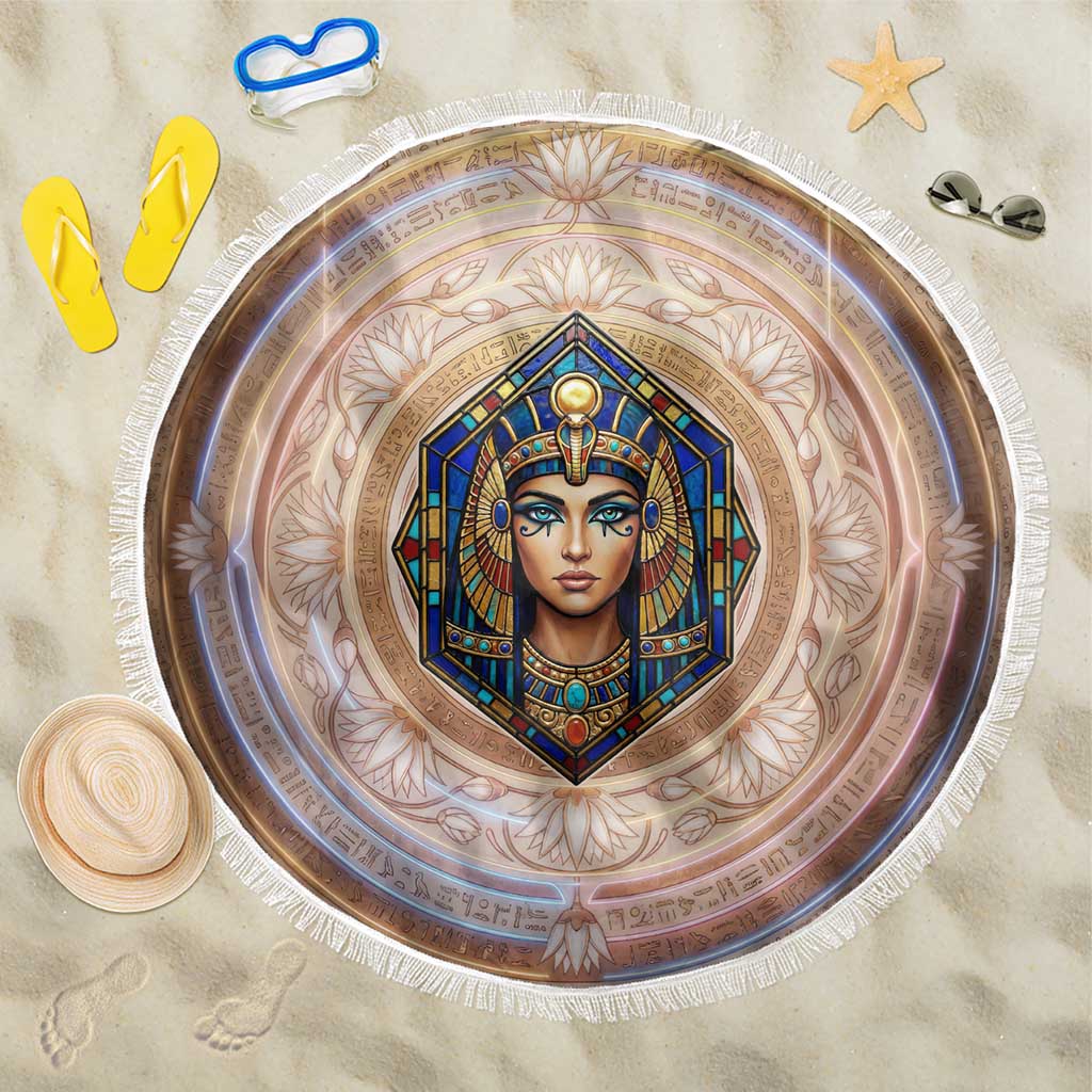 Isis Beach Blanket with Falcon Symbol and Sacred Geometry in Egyptian