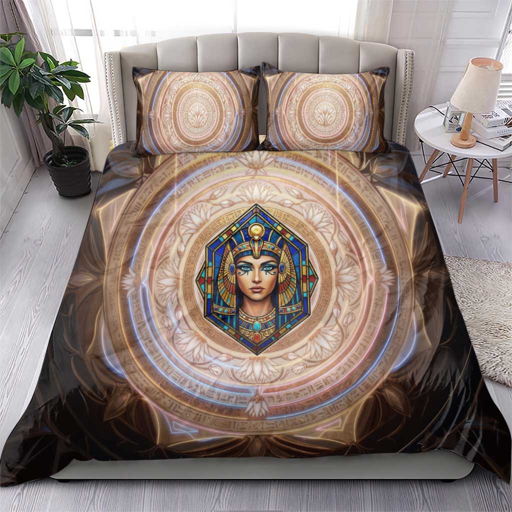 Isis Bedding Set with Falcon Symbol and Sacred Geometry in Egyptian