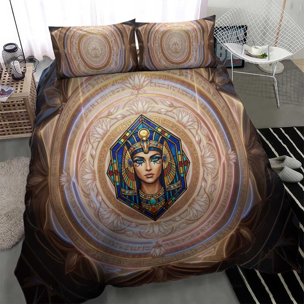 Isis Bedding Set with Falcon Symbol and Sacred Geometry in Egyptian