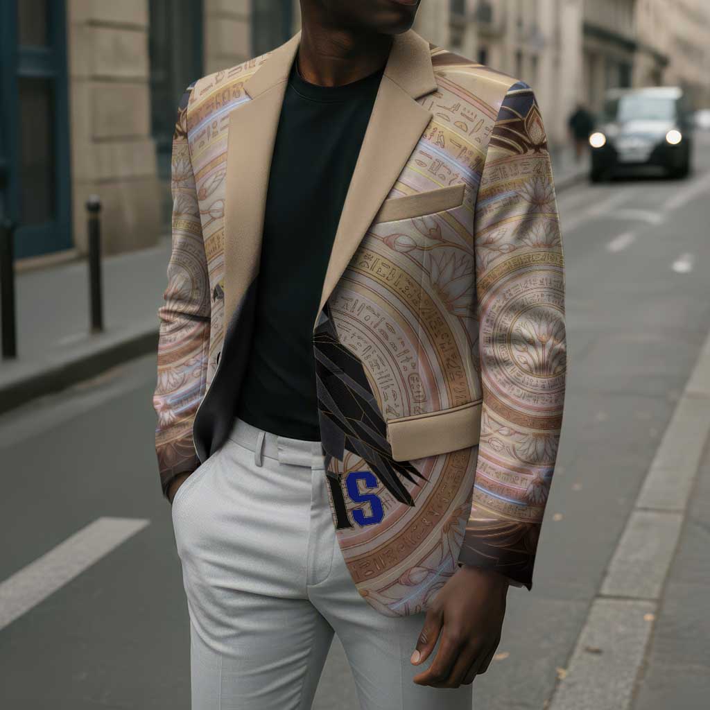 Isis Blazer with Falcon Symbol and Sacred Geometry in Egyptian