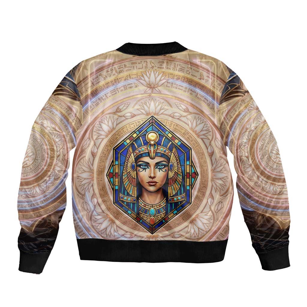 Isis Bomber Jacket with Falcon Symbol and Sacred Geometry in Egyptian