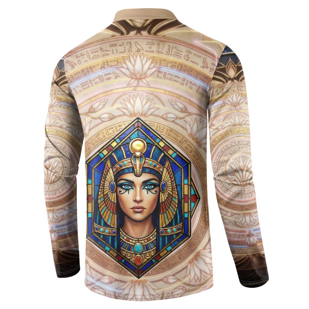 Isis Button Sweatshirt with Falcon Symbol and Sacred Geometry in Egyptian