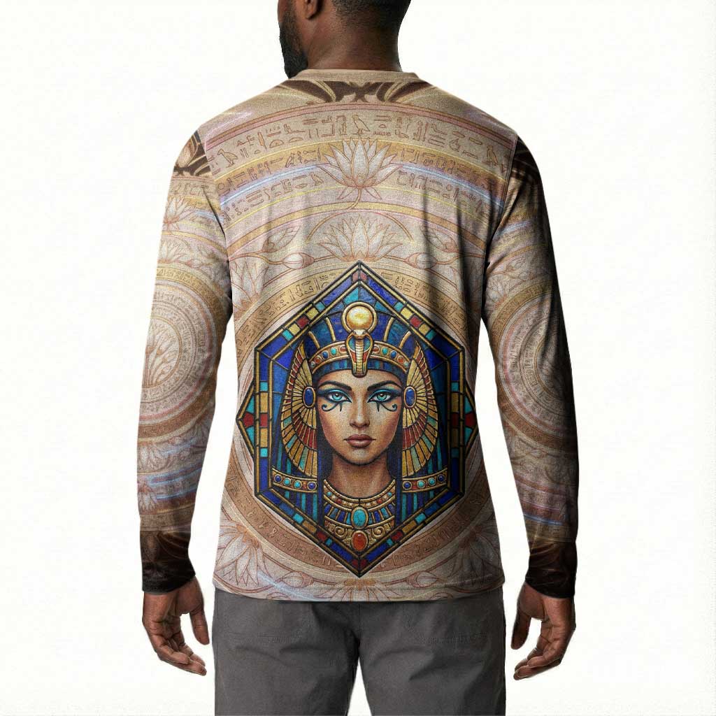 Isis Button Sweatshirt with Falcon Symbol and Sacred Geometry in Egyptian