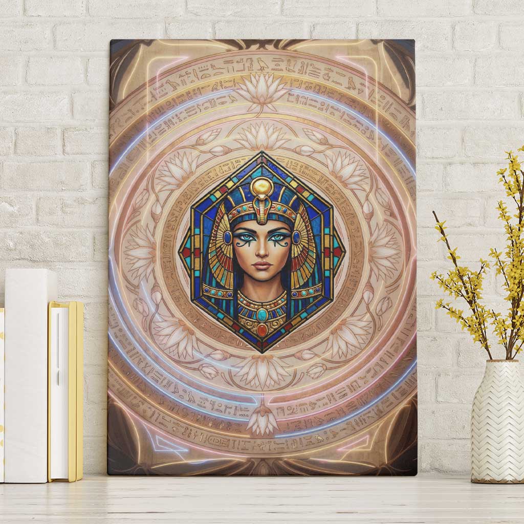 Isis Canvas Wall Art with Falcon Symbol and Sacred Geometry in Egyptian