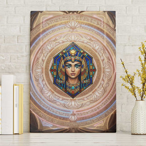 Isis Canvas Wall Art with Falcon Symbol and Sacred Geometry in Egyptian