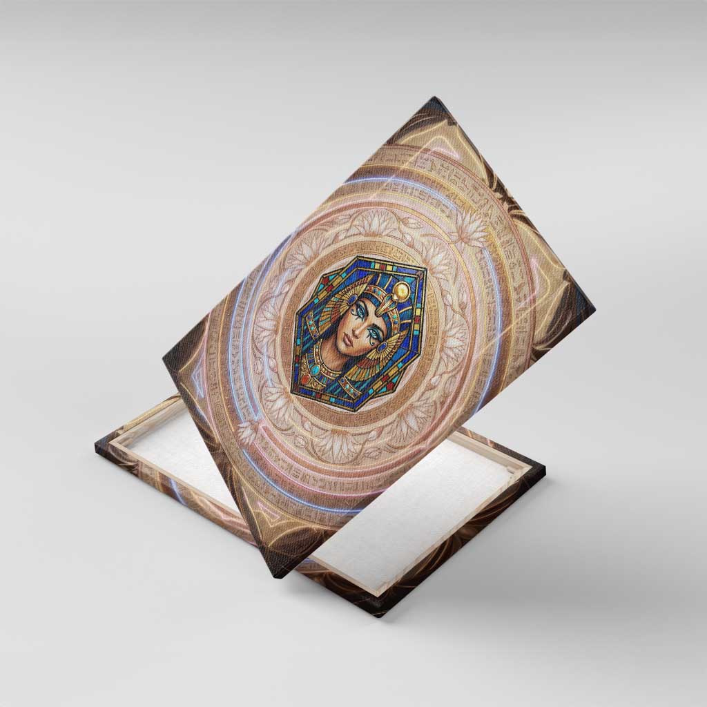 Isis Canvas Wall Art with Falcon Symbol and Sacred Geometry in Egyptian
