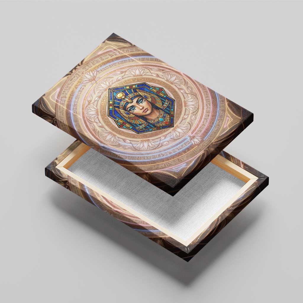 Isis Canvas Wall Art with Falcon Symbol and Sacred Geometry in Egyptian