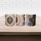 Isis Ceramic Mug with Falcon Symbol and Sacred Geometry in Egyptian