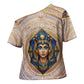 Isis Cross Shoulder Shirt with Falcon Symbol and Sacred Geometry in Egyptian