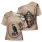 Isis Cross Shoulder Shirt with Falcon Symbol and Sacred Geometry in Egyptian