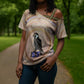 Isis Cross Shoulder Shirt with Falcon Symbol and Sacred Geometry in Egyptian
