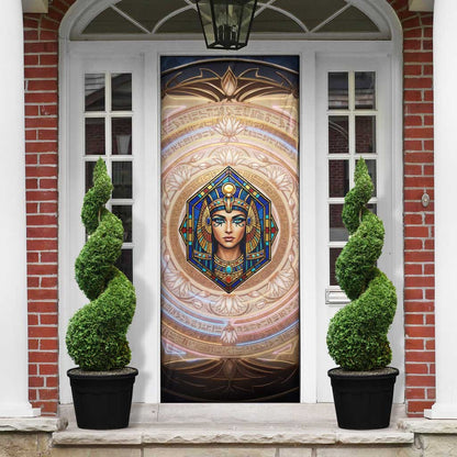 Isis Door Cover with Falcon Symbol and Sacred Geometry in Egyptian