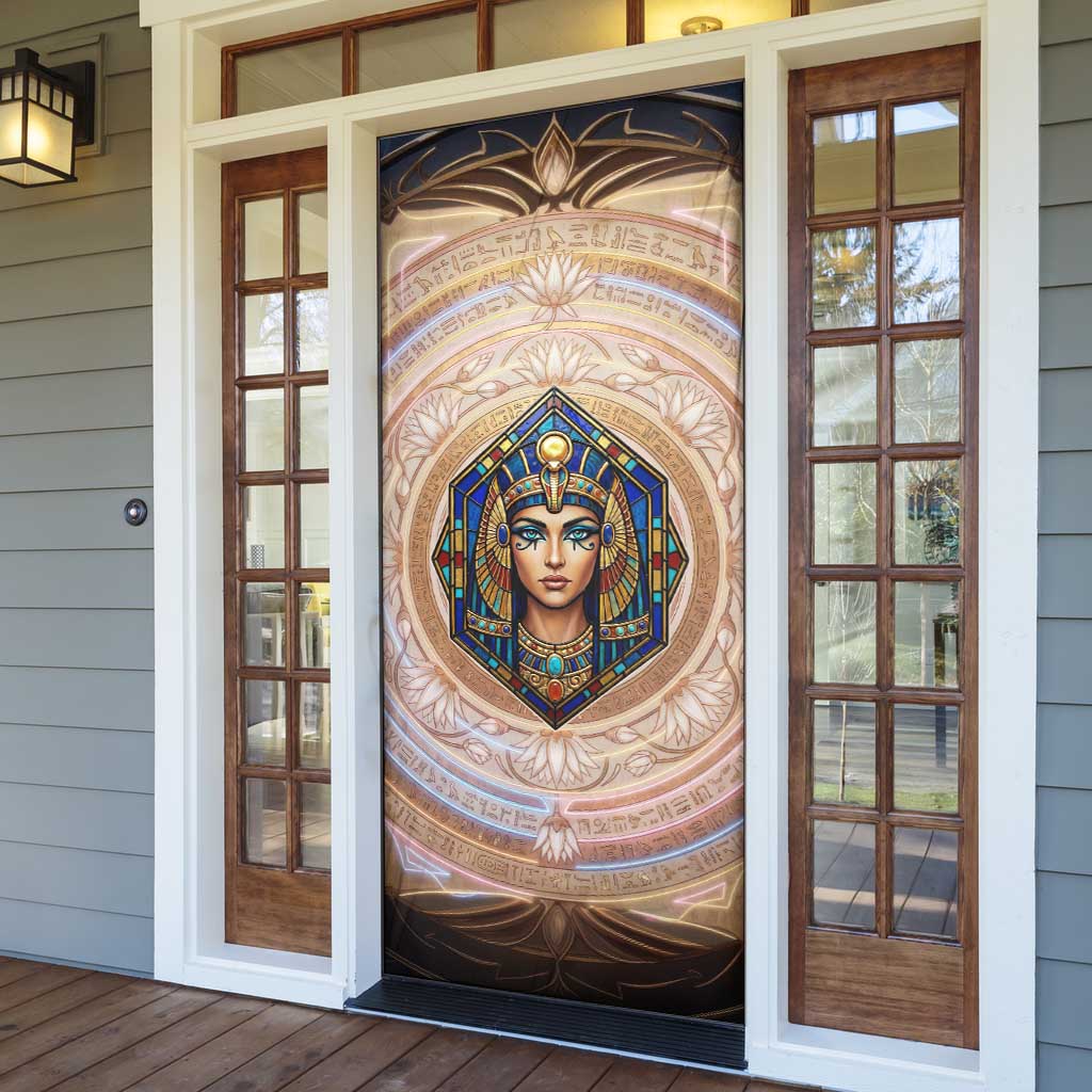 Isis Door Cover with Falcon Symbol and Sacred Geometry in Egyptian
