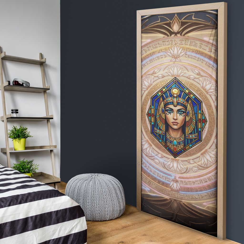 Isis Door Cover with Falcon Symbol and Sacred Geometry in Egyptian