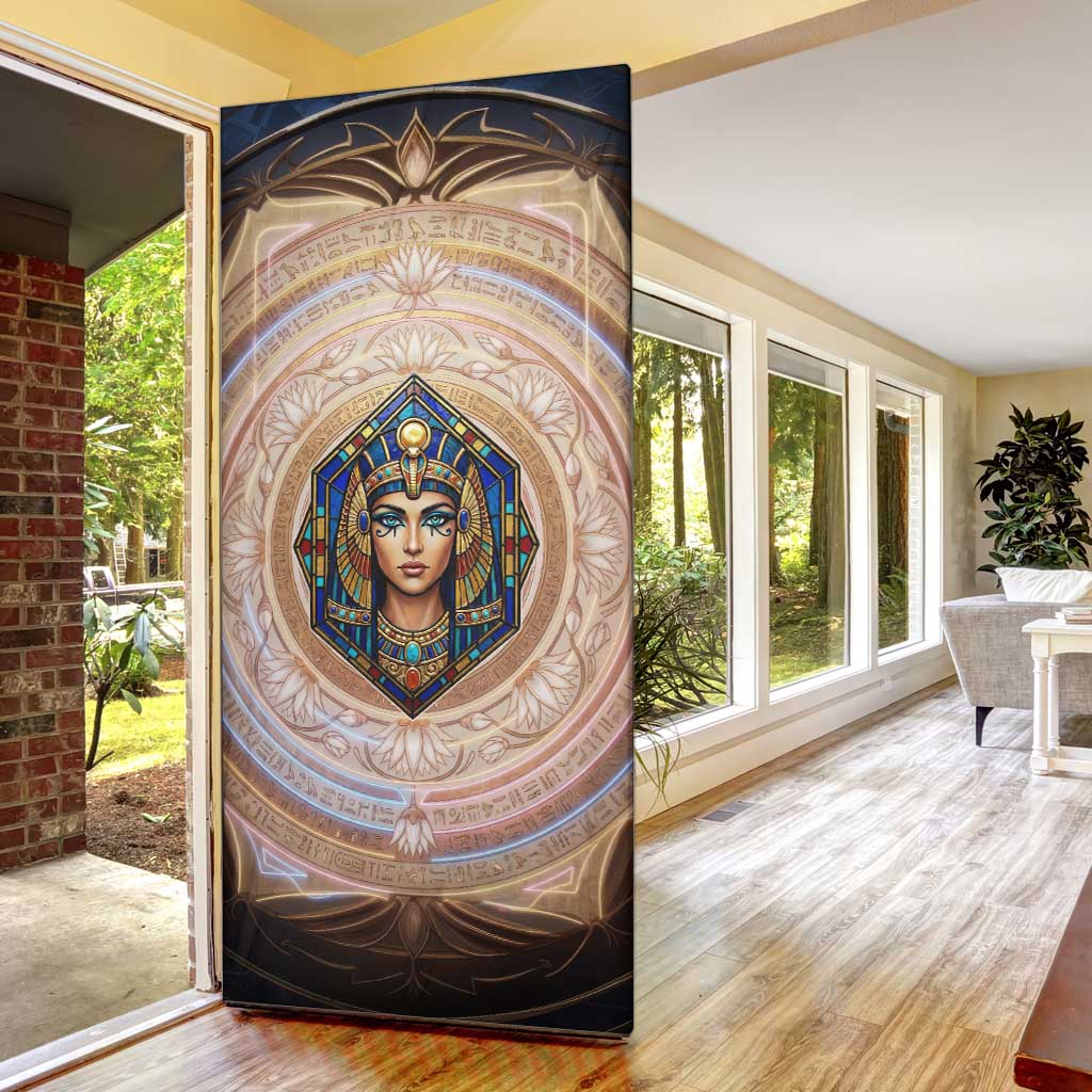 Isis Door Cover with Falcon Symbol and Sacred Geometry in Egyptian